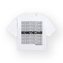 Load image into Gallery viewer, Behindthechair Repeating Logo Cropped T-Shirt