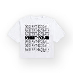 Behindthechair Repeating Logo Cropped T-Shirt